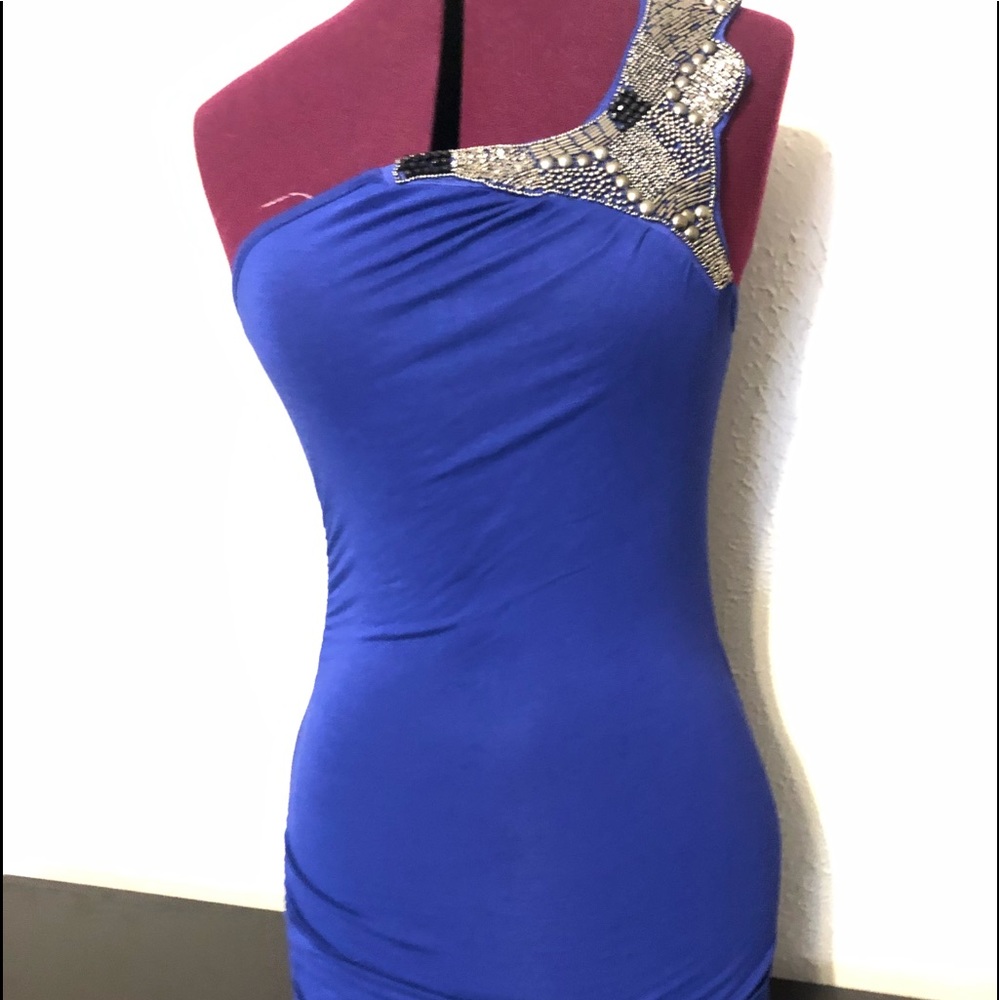 Royal blue one sleeve dress
